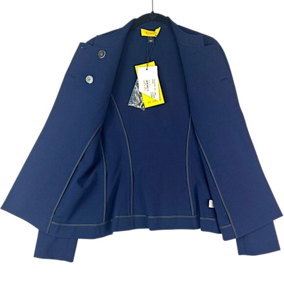 St John Navy Blue Double-Breasted Blazer Santiago Knit Size 2 NWT MSRP $1200 - Picture 3 of 12